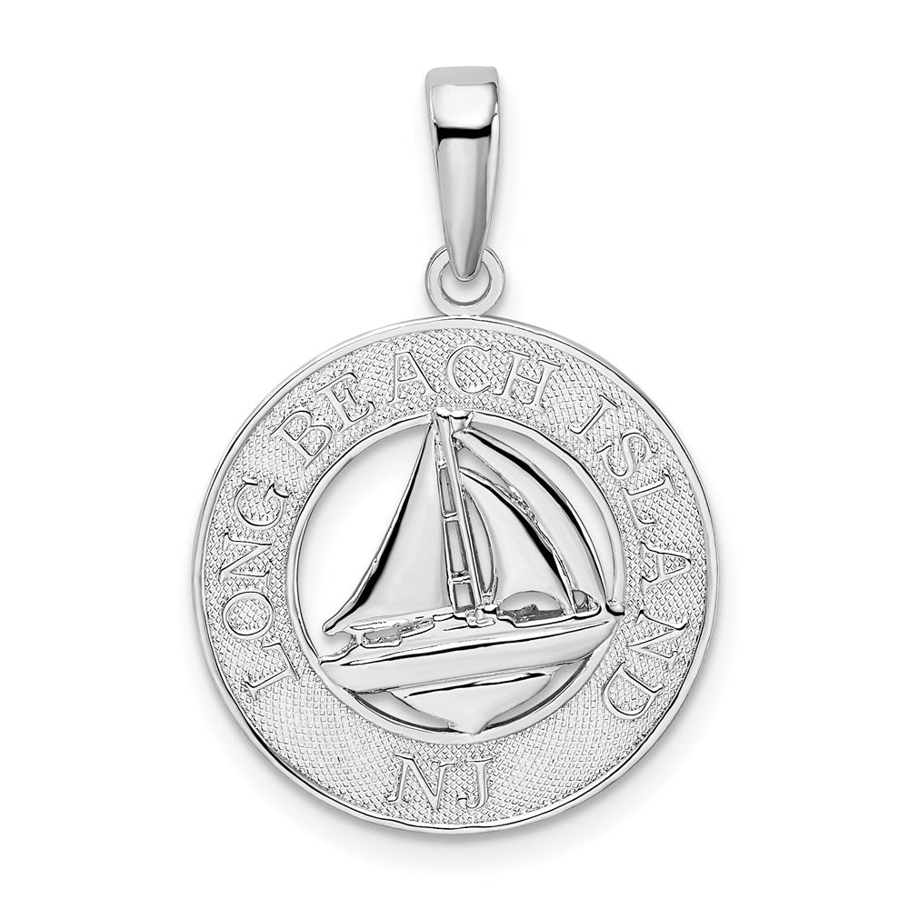 Sterling Silver De-Ani Rhodium-Plated Long Beach Island New Jersey With Sailboat Pendant
