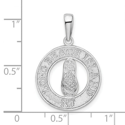 Sterling Silver De-Ani Rhodium-Plated Long Beach Island New Jersey With Flip-Flop Pendant