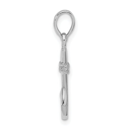 Sterling Silver De-Ani Rhodium-Plated Polished 3D Fish Hook Pendant