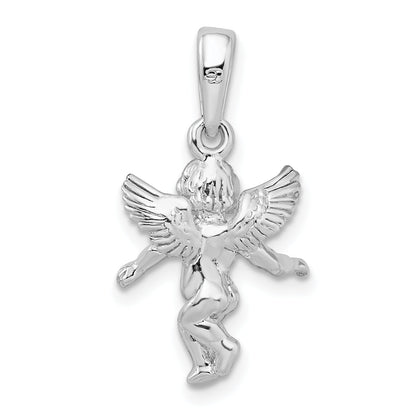 Sterling Silver De-Ani Rhodium-Plated Polished 3D Guardian Angel Pendant