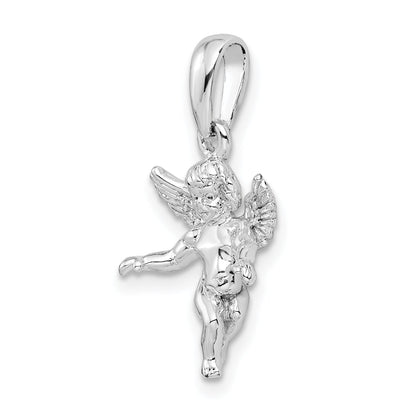 Sterling Silver De-Ani Rhodium-Plated Polished 3D Guardian Angel Pendant