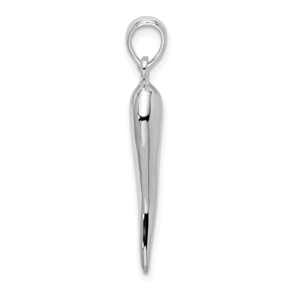 Sterling Silver De-Ani Rhodium-Plated Polished 3D Italian Horn Pendant