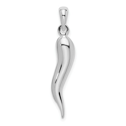 Sterling Silver De-Ani Rhodium-Plated Polished 3D Italian Horn Pendant