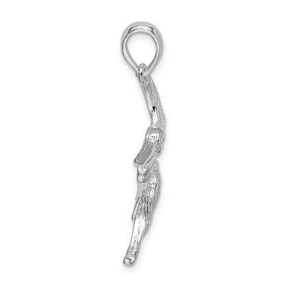 Sterling Silver De-Ani Rhodium-Plated Polished Flying Pelican Pendant