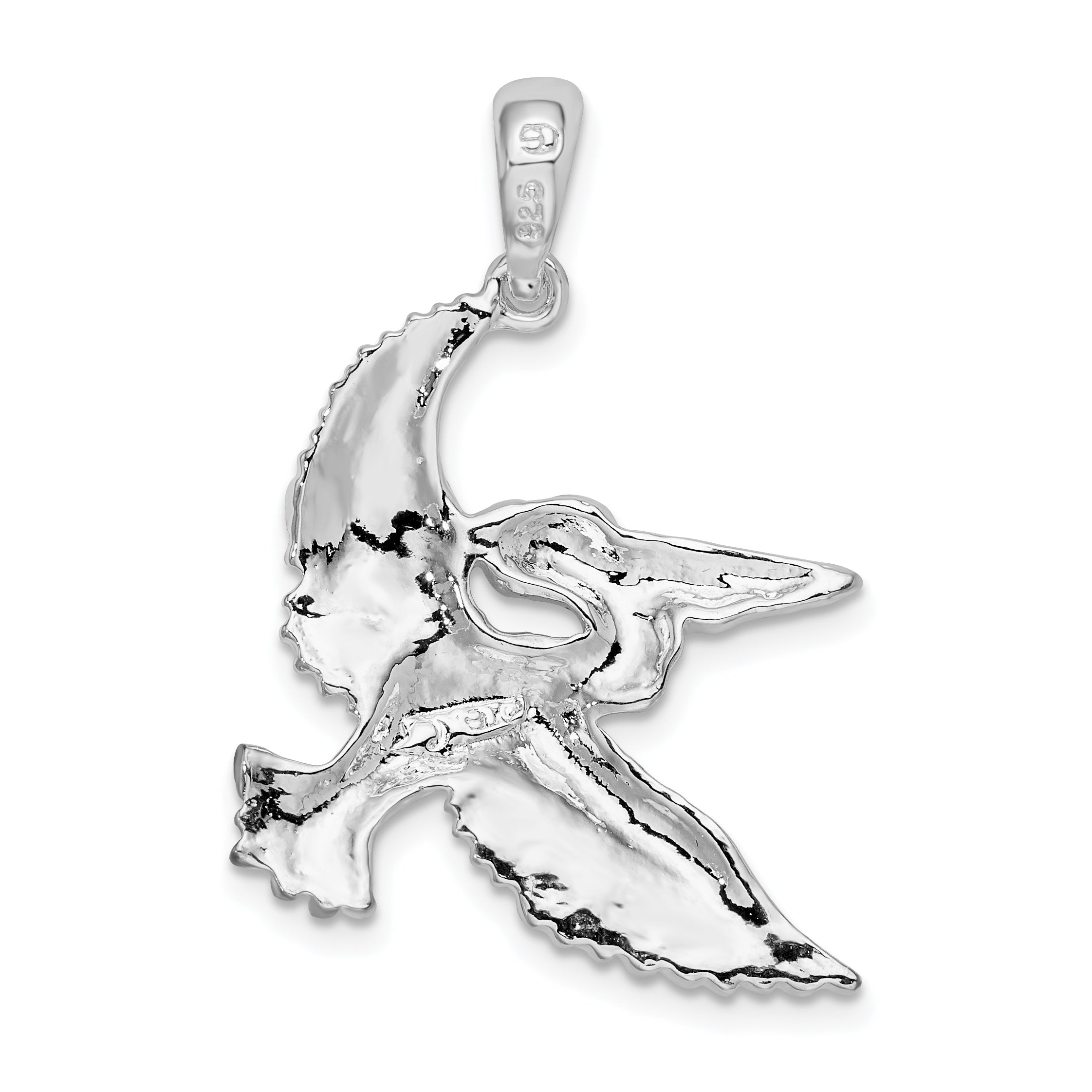 Sterling Silver De-Ani Rhodium-Plated Polished Flying Pelican Pendant