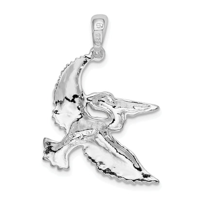 Sterling Silver De-Ani Rhodium-Plated Polished Flying Pelican Pendant