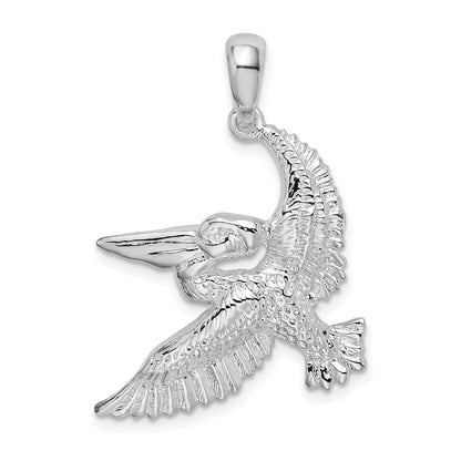 Sterling Silver De-Ani Rhodium-Plated Polished Flying Pelican Pendant
