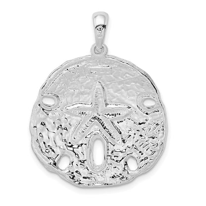 Sterling Silver De-Ani Rhodium-Plated Polished Sand Dollar Pendant