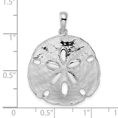 Sterling Silver De-Ani Rhodium-Plated Polished Sand Dollar Pendant