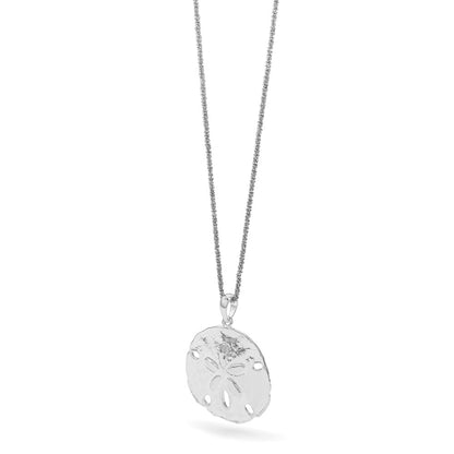 Sterling Silver De-Ani Rhodium-Plated Polished Sand Dollar Pendant