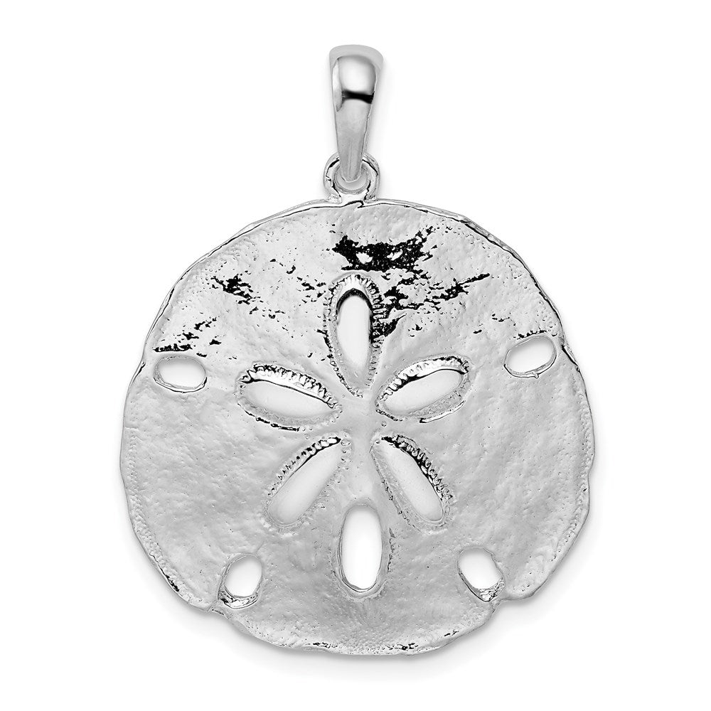 Sterling Silver De-Ani Rhodium-Plated Polished Sand Dollar Pendant
