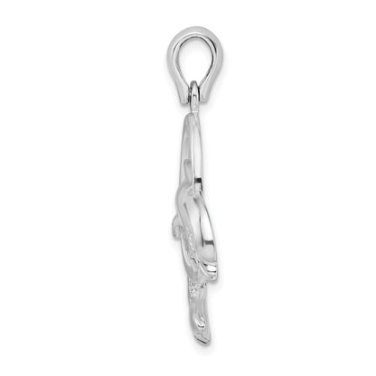 Sterling Silver De-Ani Rhodium-Plated Dolphin Jumping Thru Hoop Pendant