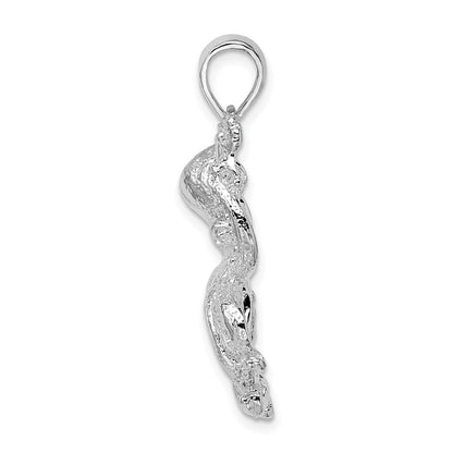 Sterling Silver De-Ani Rhodium-Plated Polished Textured Octopus Pendant