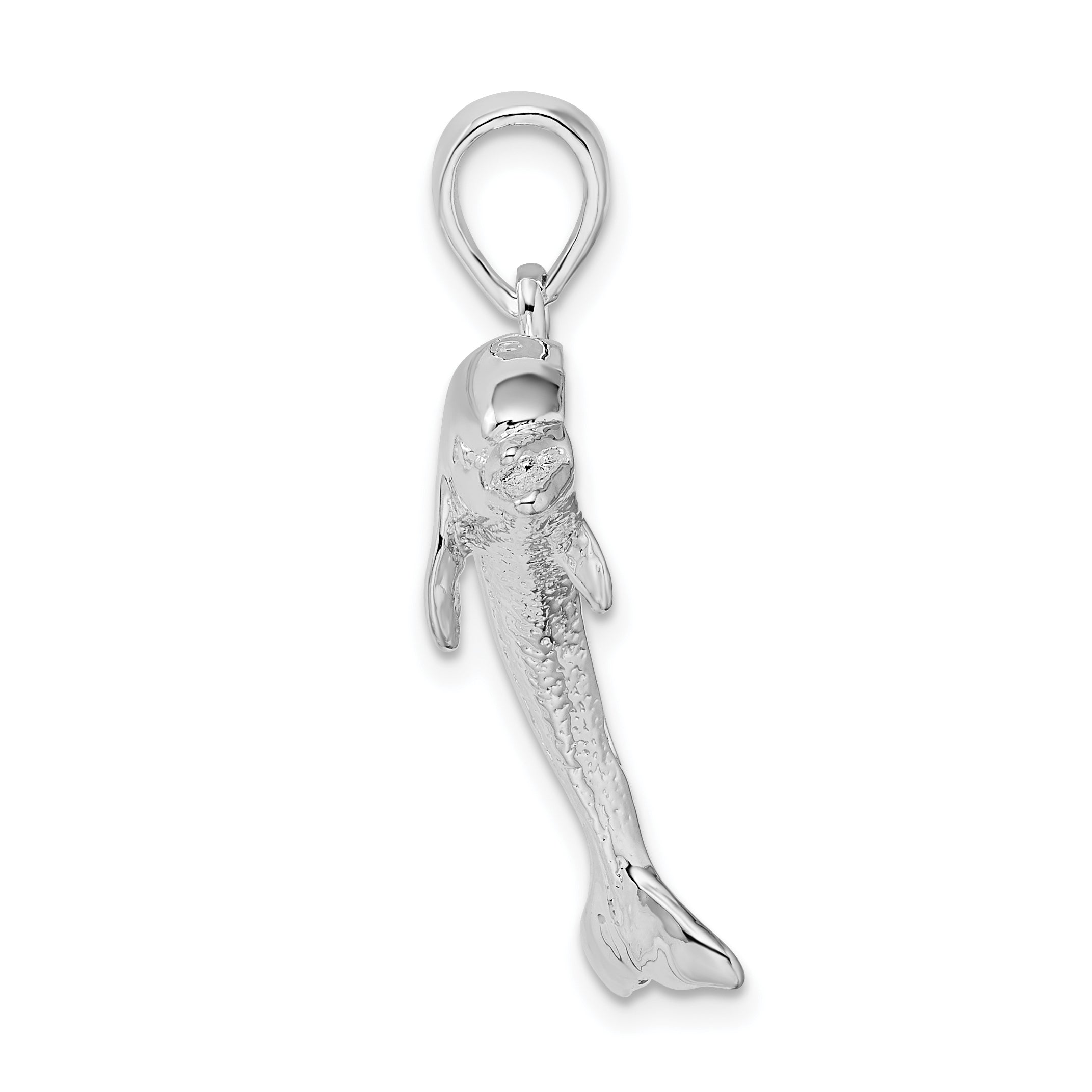 Sterling Silver De-Ani Rhodium-Plated Polished Jumping Dolphin Pendant