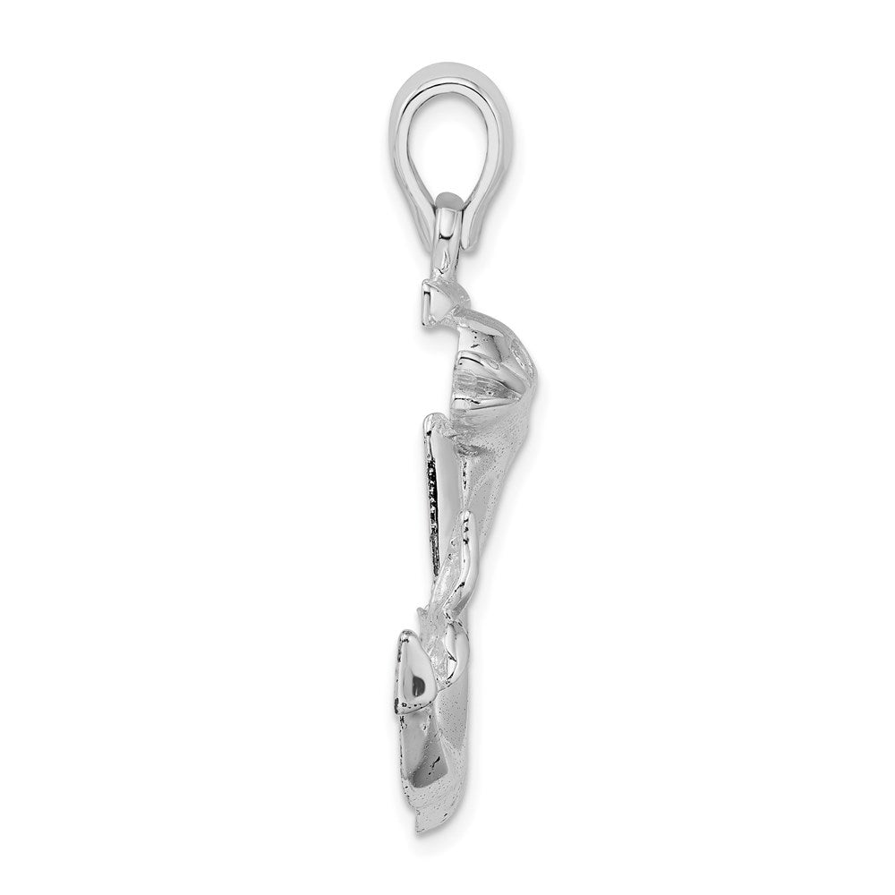 Sterling Silver De-Ani Rhodium-Plated Polished Large Dolphin And Anchor Pendant