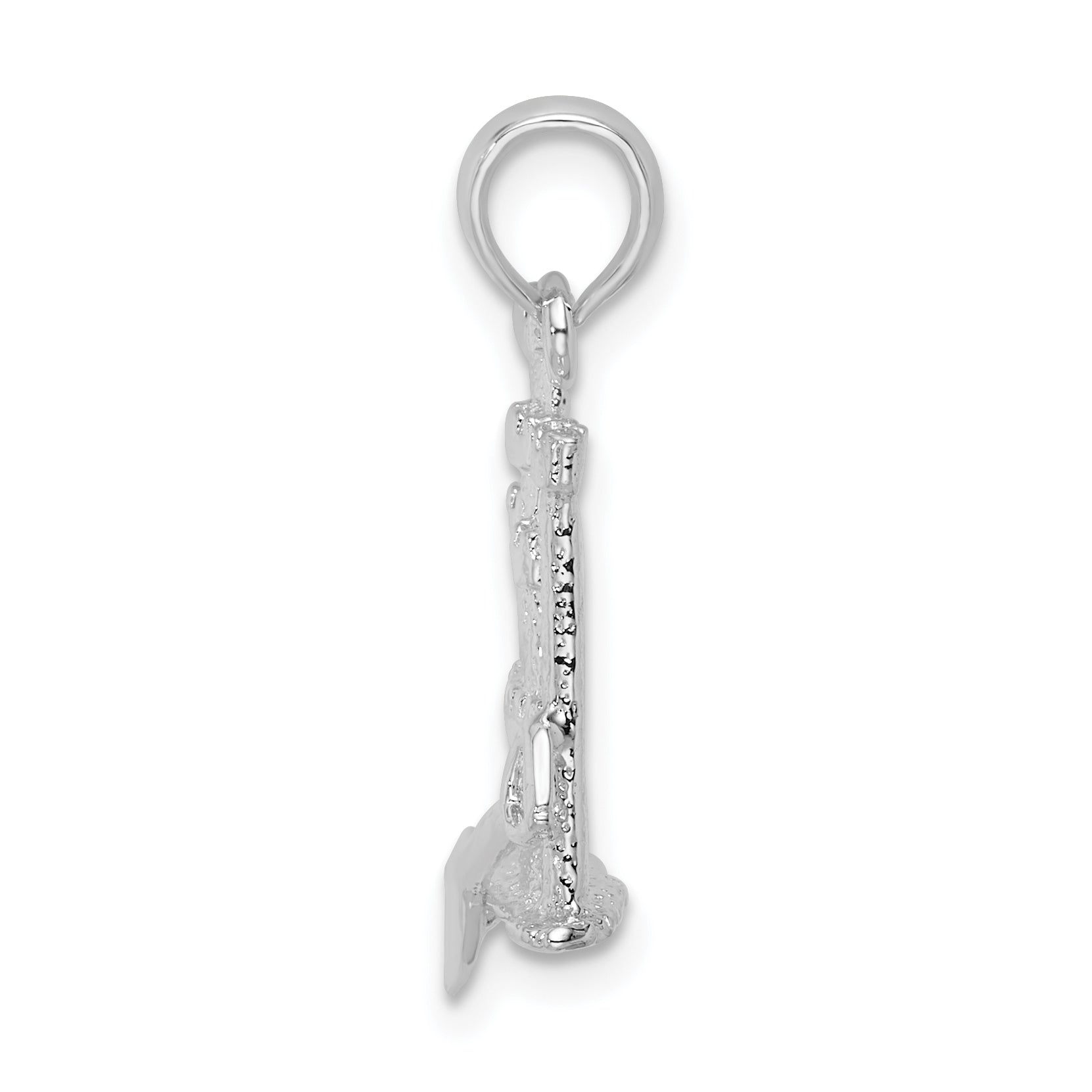 Sterling Silver De-Ani Rhodium-Plated Polished 3D Sandcastle / Shovel Pendant