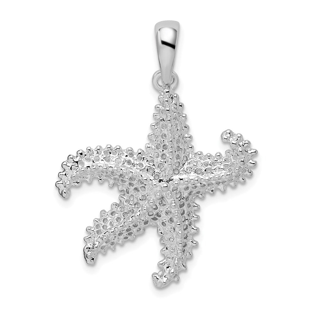 Sterling Silver De-Ani Rhodium-Plated Polished Pierced Starfish Pendant