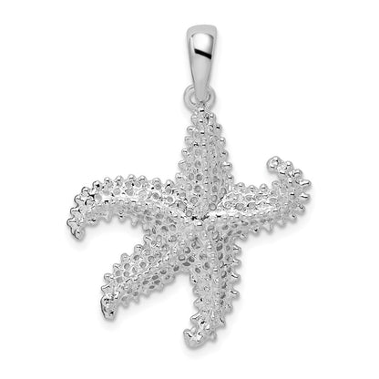 Sterling Silver De-Ani Rhodium-Plated Polished Pierced Starfish Pendant