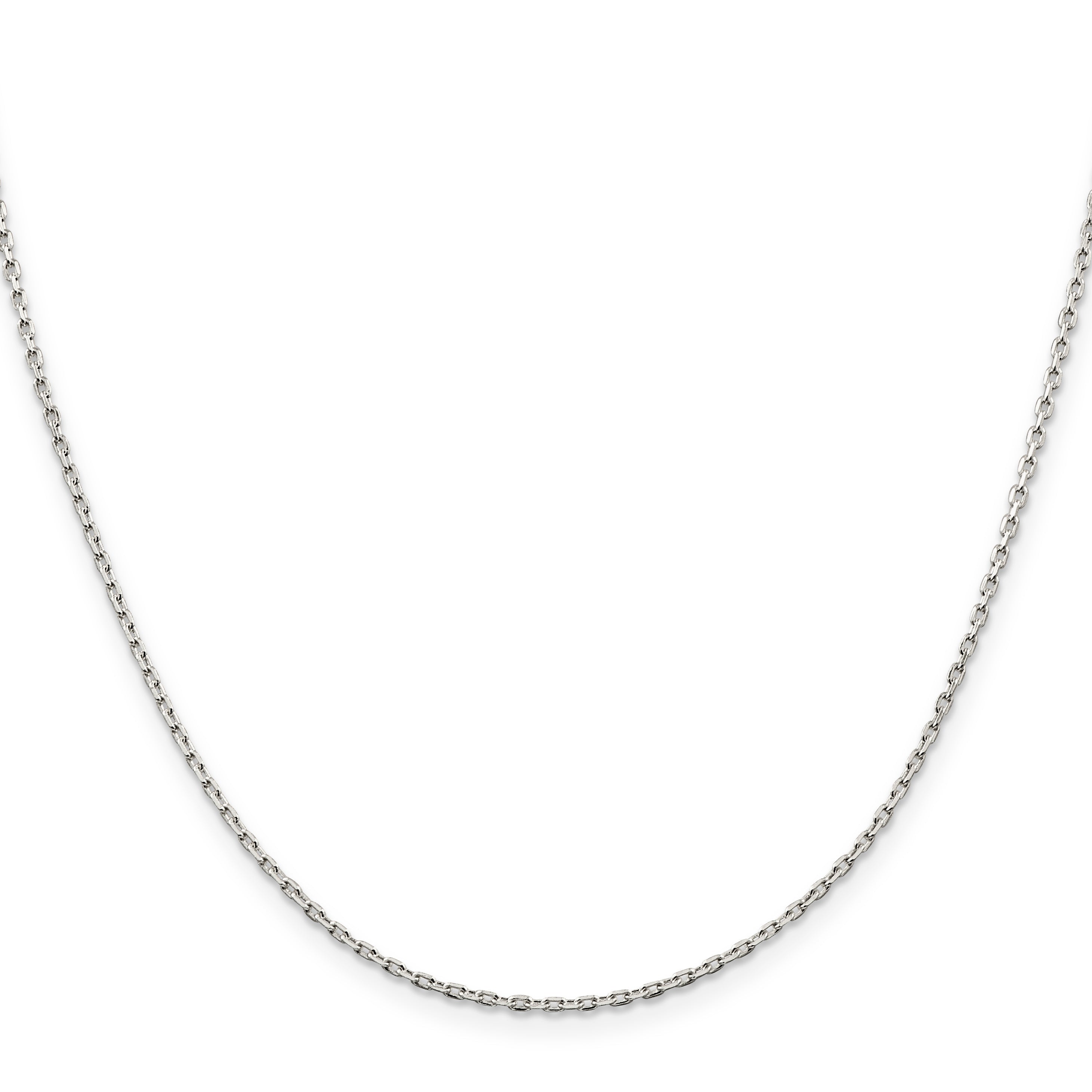 18 Inch Sterling Silver 1.5mm Beveled Oval Cable Chain W/2In Ext.