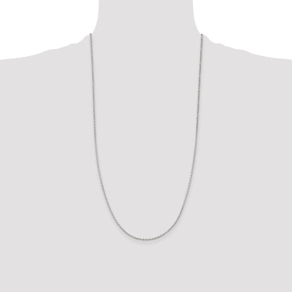 28 Inch Sterling Silver 1.5mm Beveled Oval Cable Chain Necklace