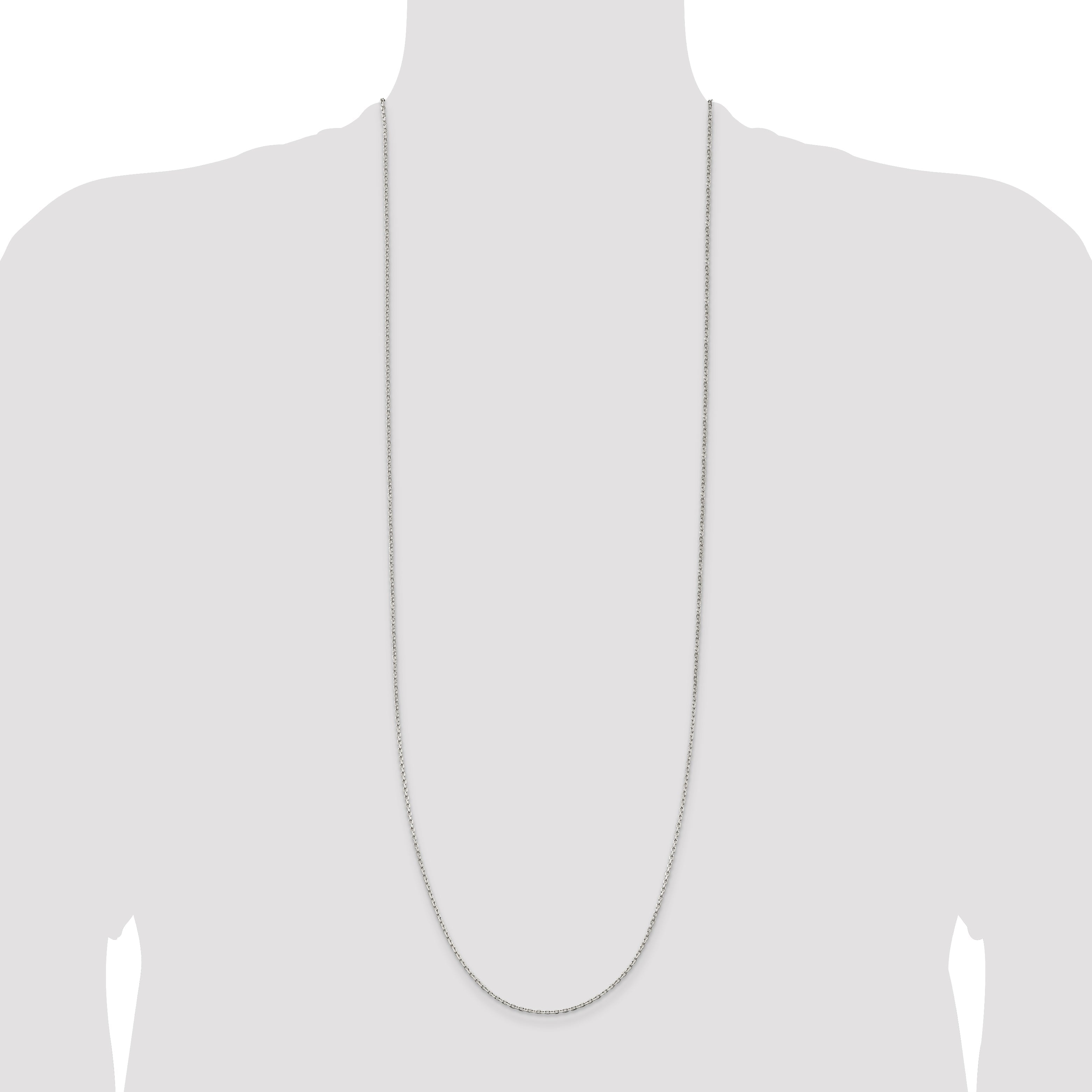 36 Inch Sterling Silver 1.5mm Beveled Oval Cable Chain Necklace