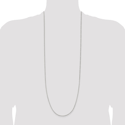 36 Inch Sterling Silver 1.5mm Beveled Oval Cable Chain Necklace