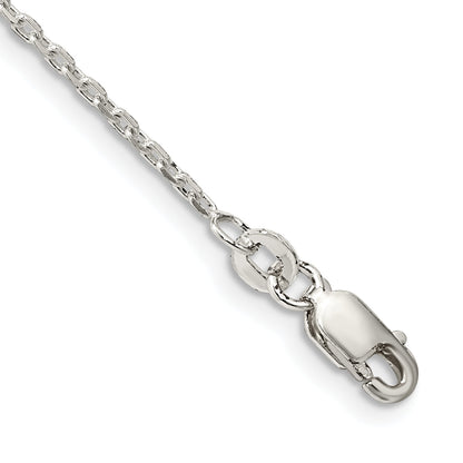 8 Inch Sterling Silver 1.5mm Beveled Oval Cable Chain Bracelet