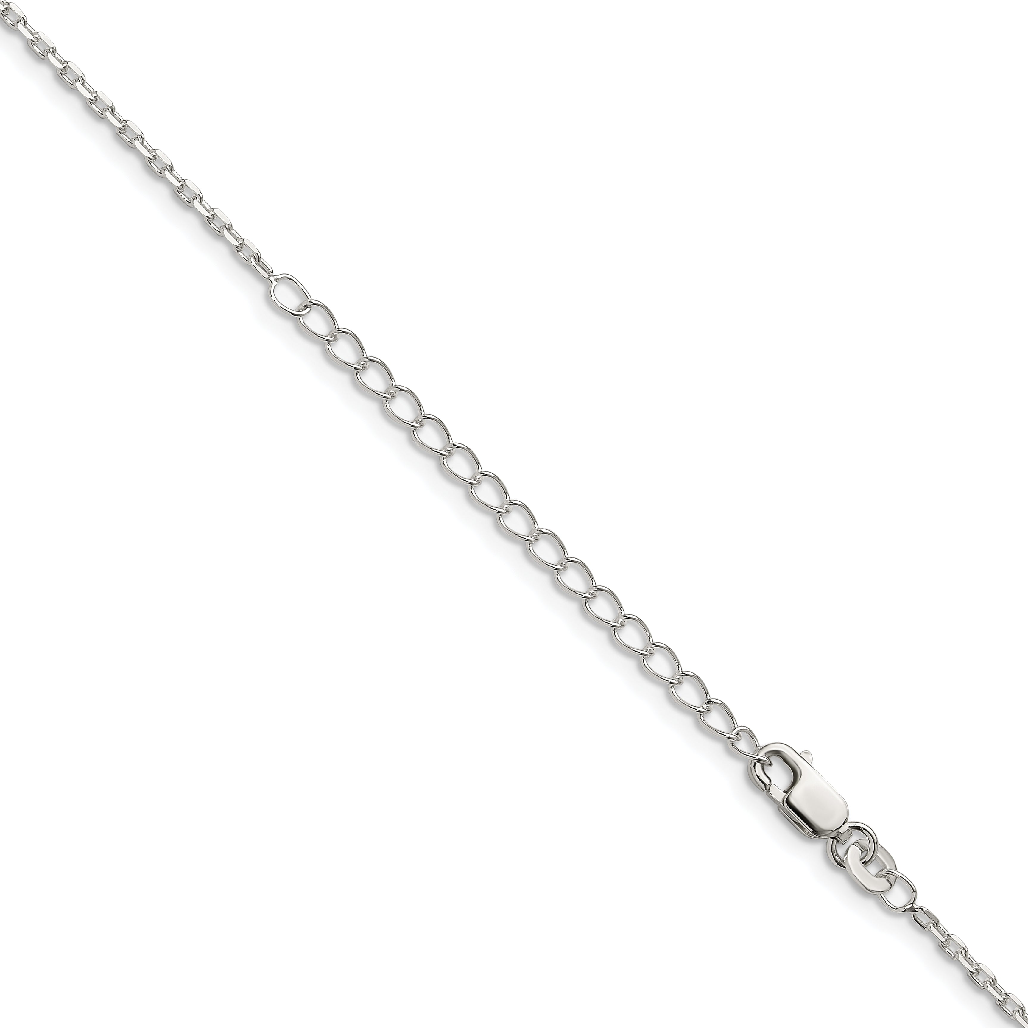 18 Inch Sterling Silver 1.5mm Beveled Oval Cable Chain W/2In Ext.