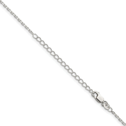 18 Inch Sterling Silver 1.5mm Beveled Oval Cable Chain W/2In Ext.