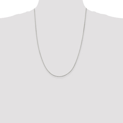 24 Inch Sterling Silver Rhodium-Plated 1.5mm Beveled Oval Cable Chain Necklace