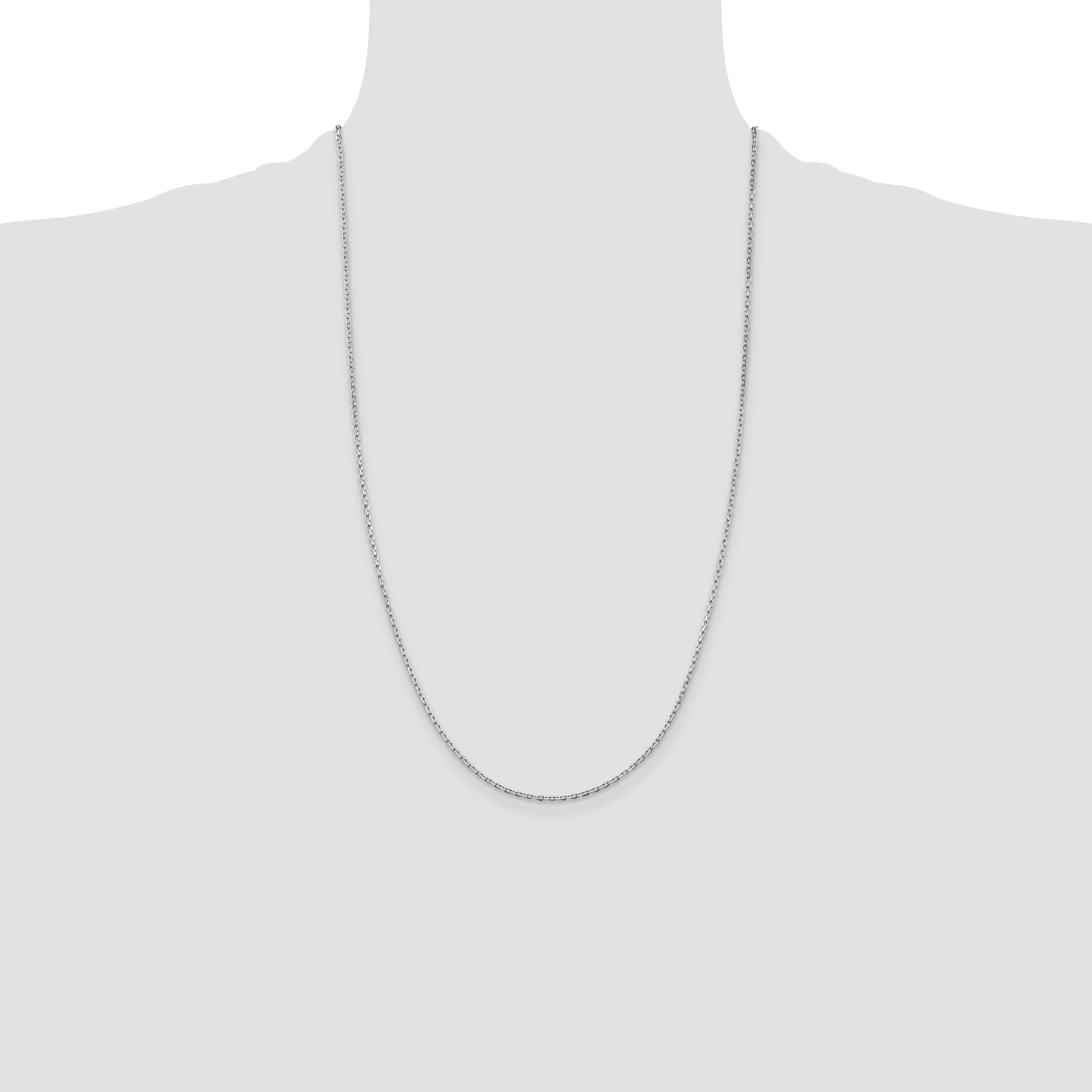 26 Inch Sterling Silver Rhodium-Plated 1.5mm Beveled Oval Cable Chain Necklace