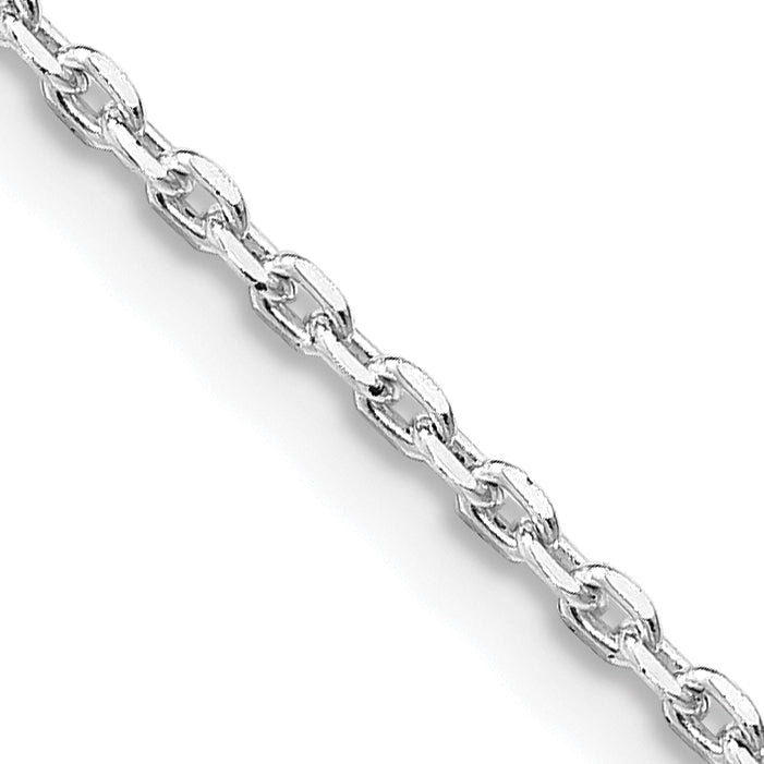 20 Inch Sterling Silver Rhodium-Plated 1.5mm Beveled Oval Cable Chain Necklace