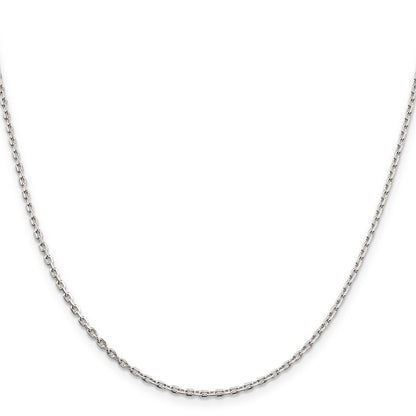 26 Inch Sterling Silver 2mm Beveled Oval Cable Chain Necklace