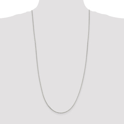 30 Inch Sterling Silver 2mm Beveled Oval Cable Chain Necklace