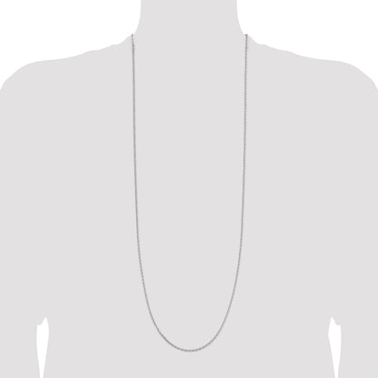 36 Inch Sterling Silver 2mm Beveled Oval Cable Chain Necklace