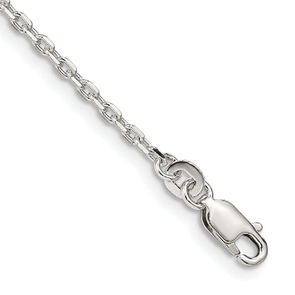 7 Inch Sterling Silver 2mm Beveled Oval Cable Chain Bracelet