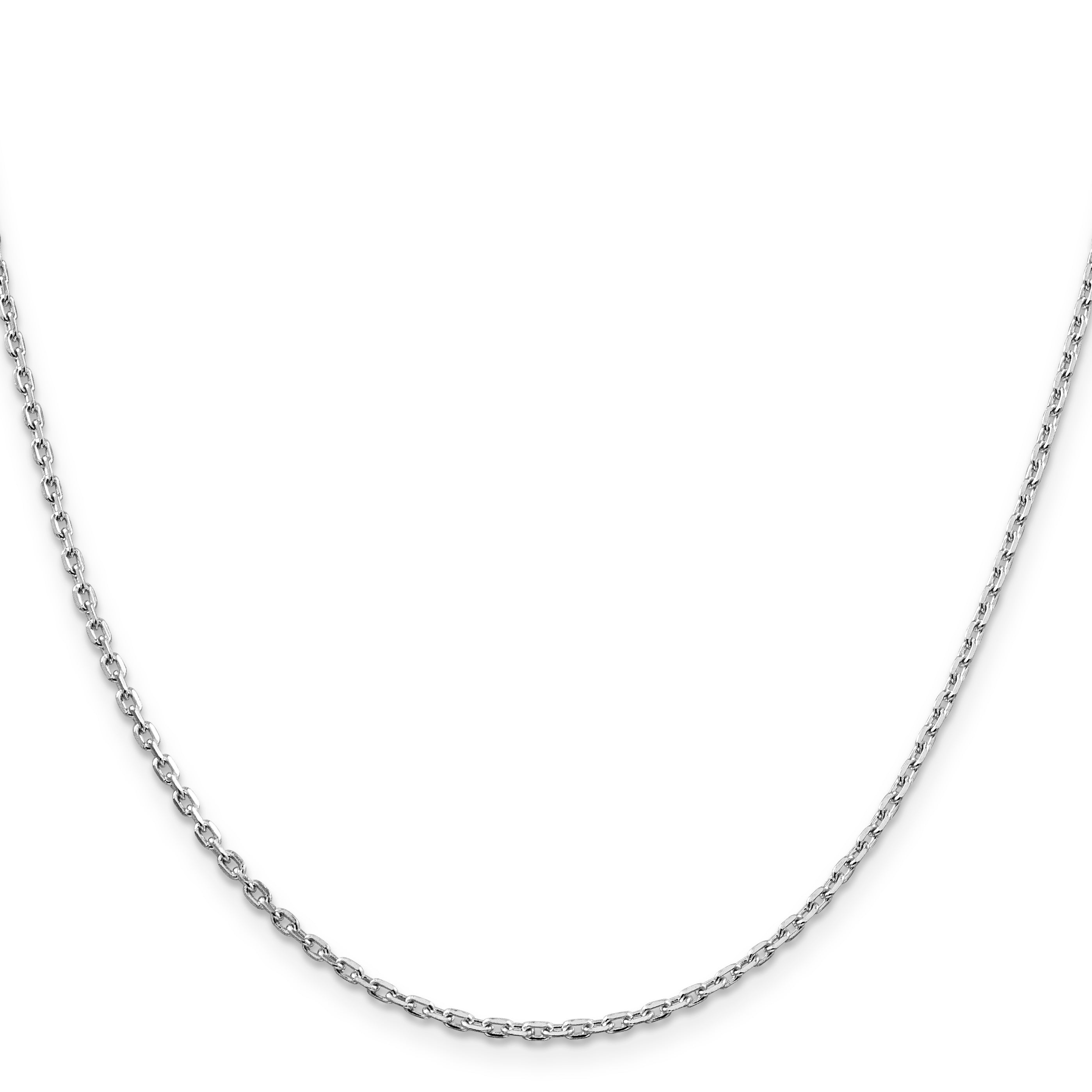 18 Inch Sterling Silver Rhodium-Plated 2mm Beveled Oval Cable Chain Necklace