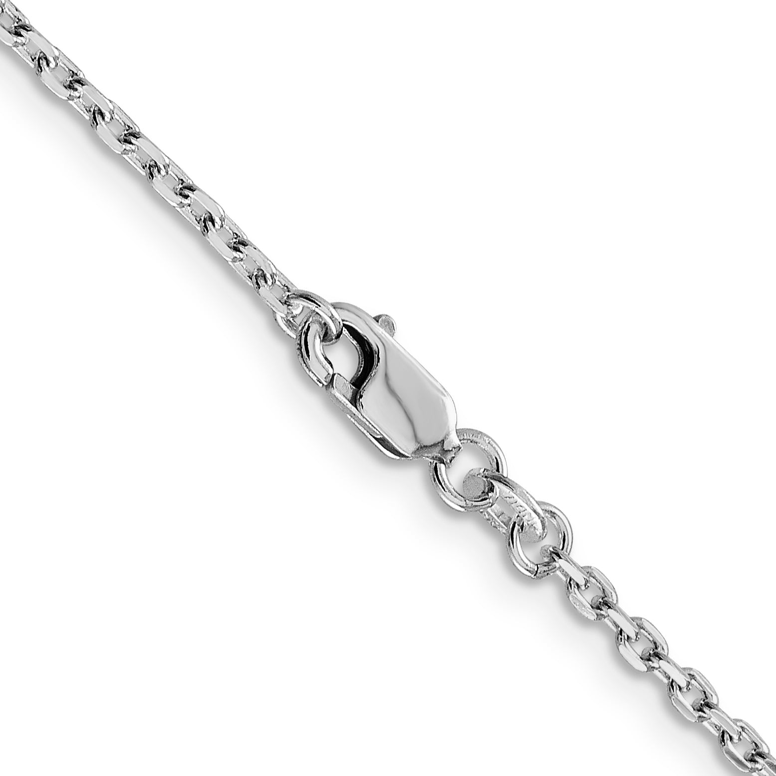 24 Inch Sterling Silver Rhodium-Plated 2mm Beveled Oval Cable Chain Necklace