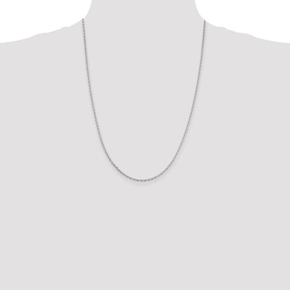 24 Inch Sterling Silver Rhodium-Plated 2mm Beveled Oval Cable Chain Necklace