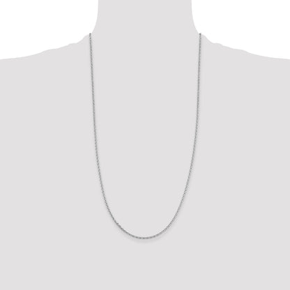 28 Inch Sterling Silver Rhodium-Plated 2mm Beveled Oval Cable Chain Necklace