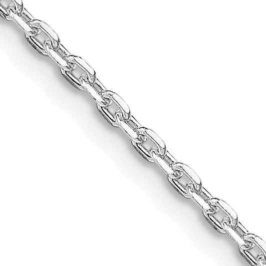 30 Inch Sterling Silver Rhodium-Plated 2mm Beveled Oval Cable Chain Necklace
