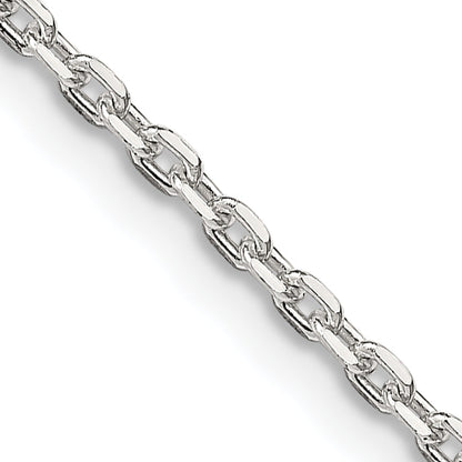 36 Inch Sterling Silver 2mm Beveled Oval Cable Chain Necklace