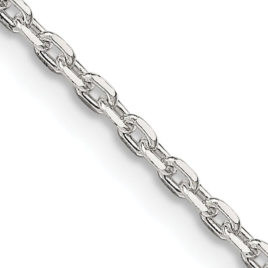 36 Inch Sterling Silver 2mm Beveled Oval Cable Chain Necklace