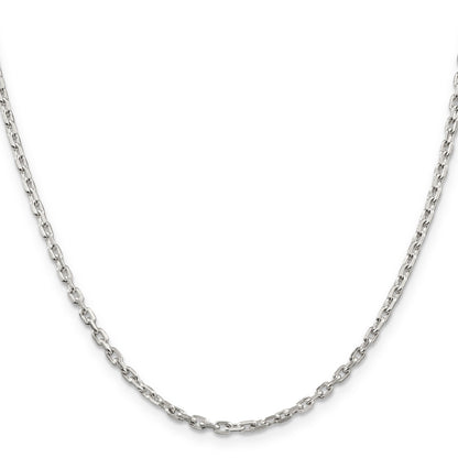 30 Inch Sterling Silver 2.75mm Beveled Oval Cable Chain Necklace