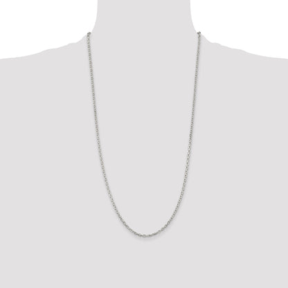 28 Inch Sterling Silver 2.75mm Beveled Oval Cable Chain Necklace