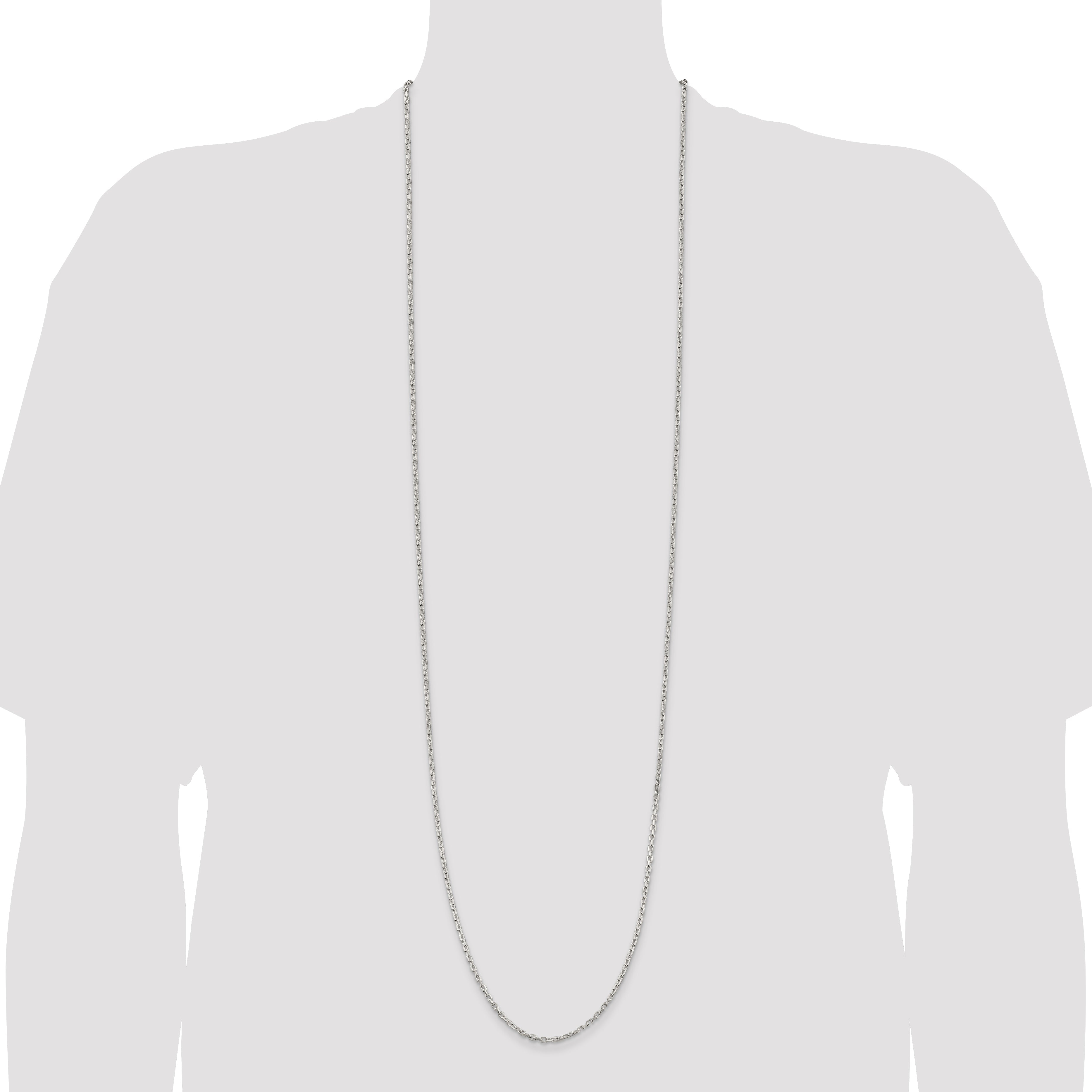 42 Inch Sterling Silver 2.75mm Beveled Oval Cable Chain Necklace