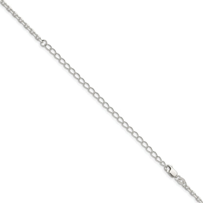 22 Inch Sterling Silver 2.75mm Beveled Oval Cable Chain W/4In Ext.