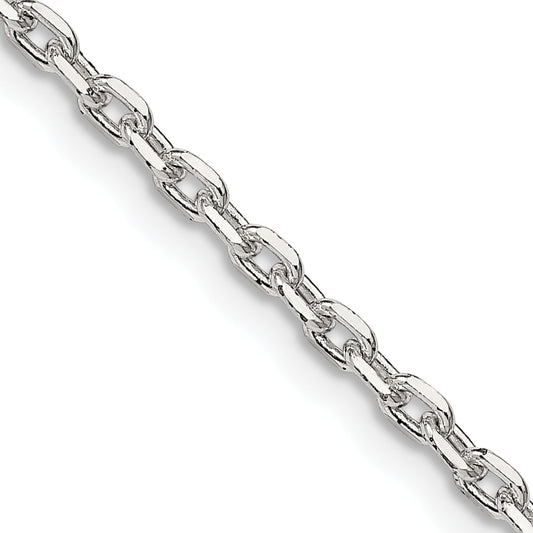 28 Inch Sterling Silver 2.75mm Beveled Oval Cable Chain Necklace