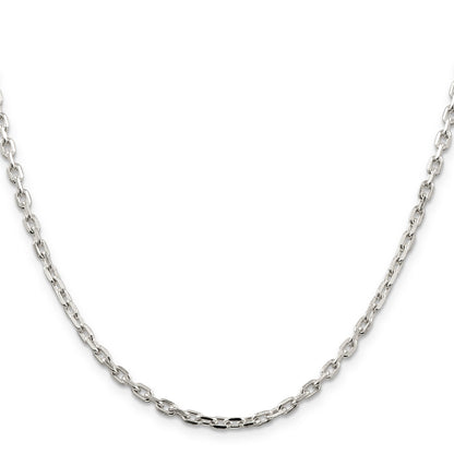 26 Inch Sterling Silver 3.25mm Beveled Oval Cable Chain Necklace