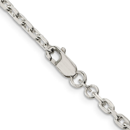28 Inch Sterling Silver 3.25mm Beveled Oval Cable Chain Necklace